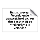 Stralingsgevaar: Voortdurende aanwezigheid dichter dan 1 meter bij de stralingsbron is verboden