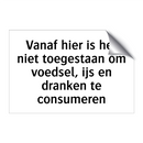 Vanaf hier is het niet toegestaan om voedsel, ijs en dranken te consumeren