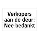 Verkopers aan de deur: Nee bedankt