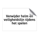 Verwijder helm en veiligheidslijn tijdens het spelen