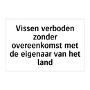 Vissen verboden zonder overeenkomst met de eigenaar van het land