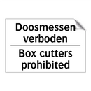 Doosmessen verboden - Box cutters prohibited