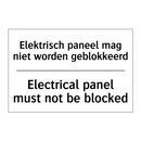 Elektrisch paneel mag niet worden /.../ - Electrical panel must not be blocked/.../
