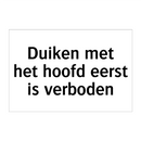 Duiken met het hoofd eerst is verboden