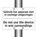 Gebruik het apparaat niet in vochtige /.../ - Do not use the device in wet surroundings/.../