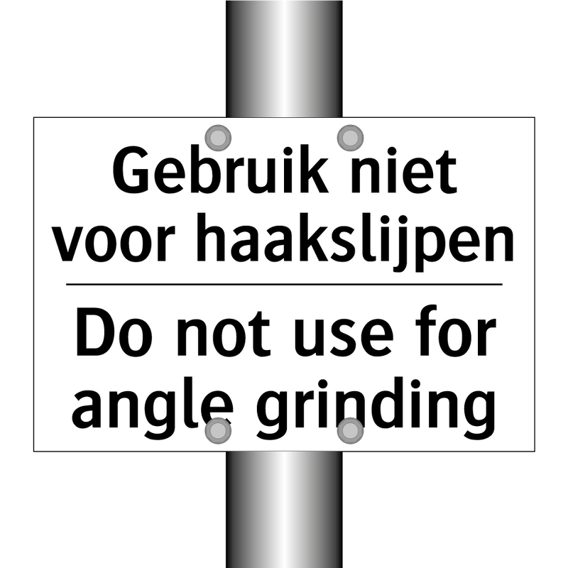Gebruik niet voor haakslijpen - Do not use for angle grinding