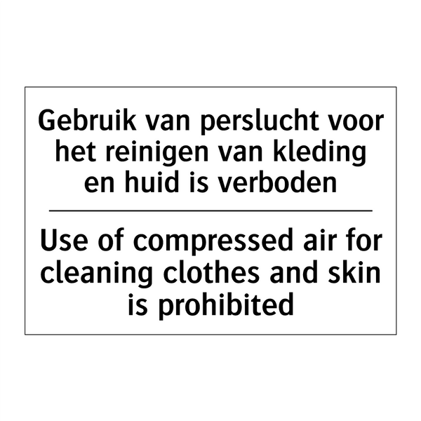 Gebruik van perslucht voor het /.../ - Use of compressed air for cleaning /.../