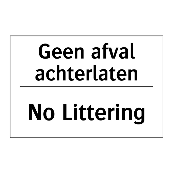 Geen afval achterlaten - No Littering