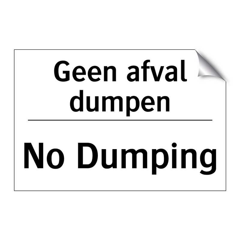Geen afval dumpen - No Dumping