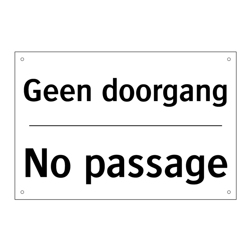 Geen doorgang - No passage