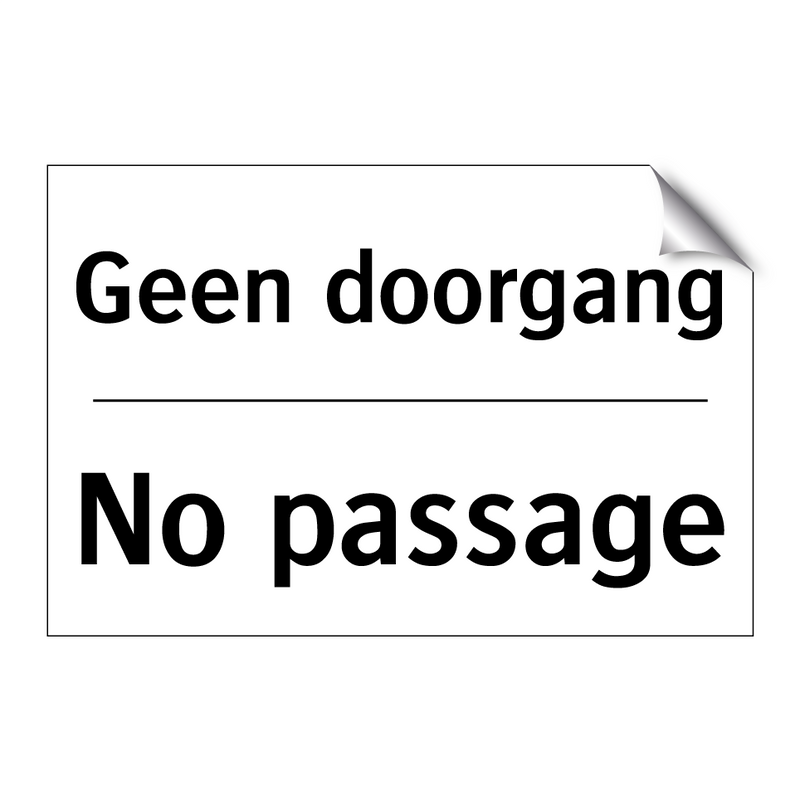 Geen doorgang - No passage