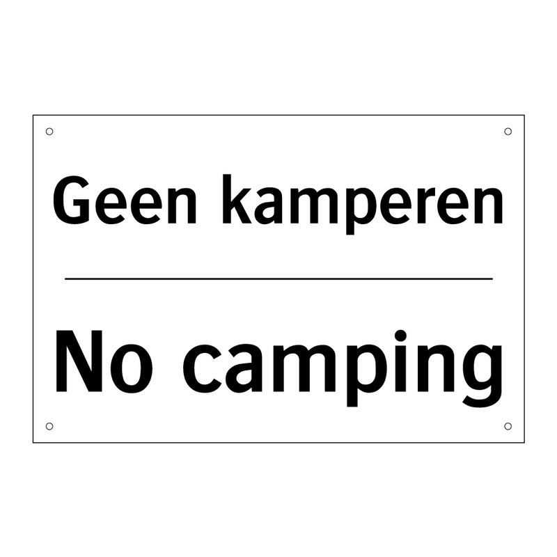 Geen kamperen - No camping