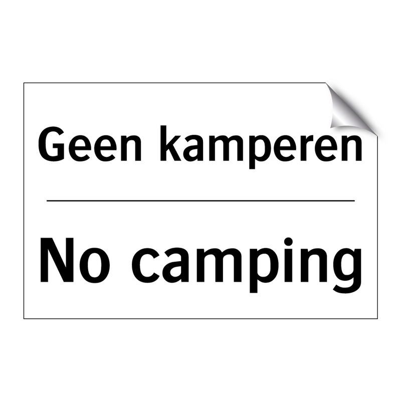 Geen kamperen - No camping