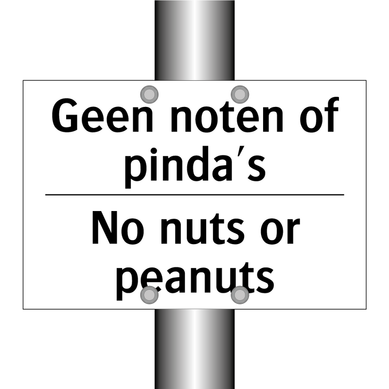 Geen noten of pinda's - No nuts or peanuts