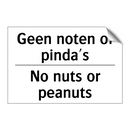 Geen noten of pinda's - No nuts or peanuts