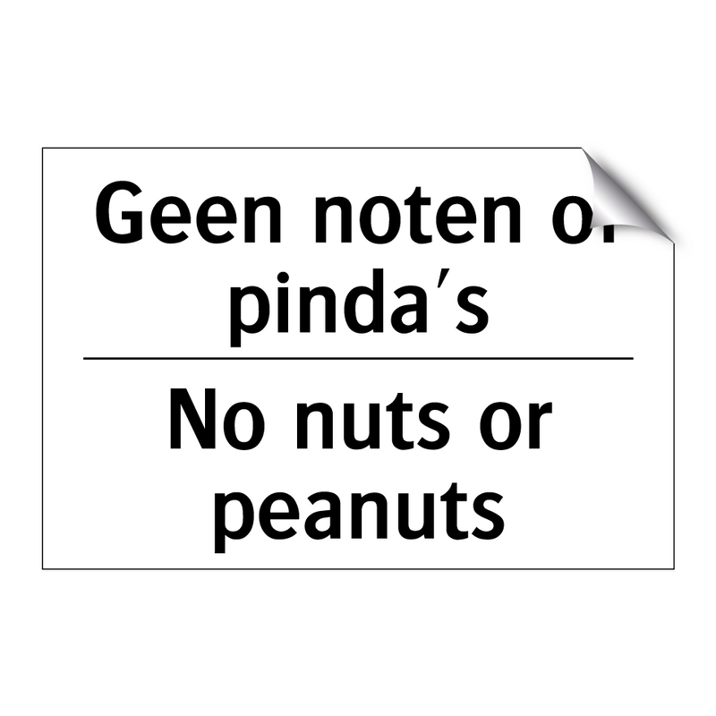 Geen noten of pinda's - No nuts or peanuts