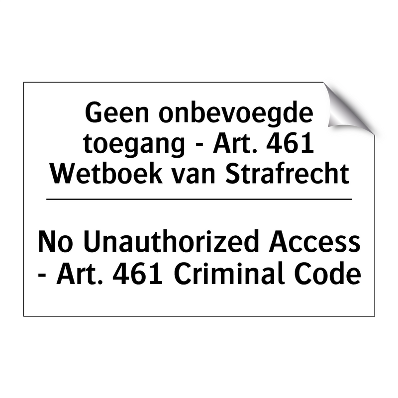 Geen onbevoegde toegang - Art. /.../ - No Unauthorized Access - Art. /.../