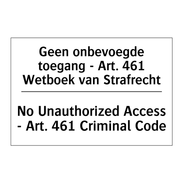 Geen onbevoegde toegang - Art. /.../ - No Unauthorized Access - Art. /.../