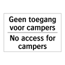 Geen toegang voor campers - No access for campers