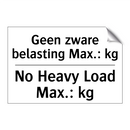 Geen zware belasting Max.: kg - No Heavy Load Max.: kg