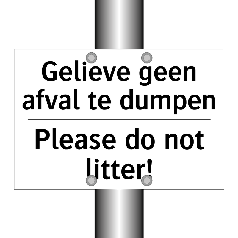 Gelieve geen afval te dumpen - Please do not litter!