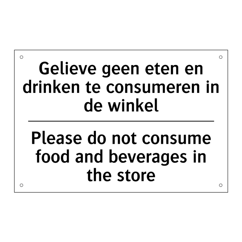 Gelieve geen eten en drinken te /.../ - Please do not consume food and /.../