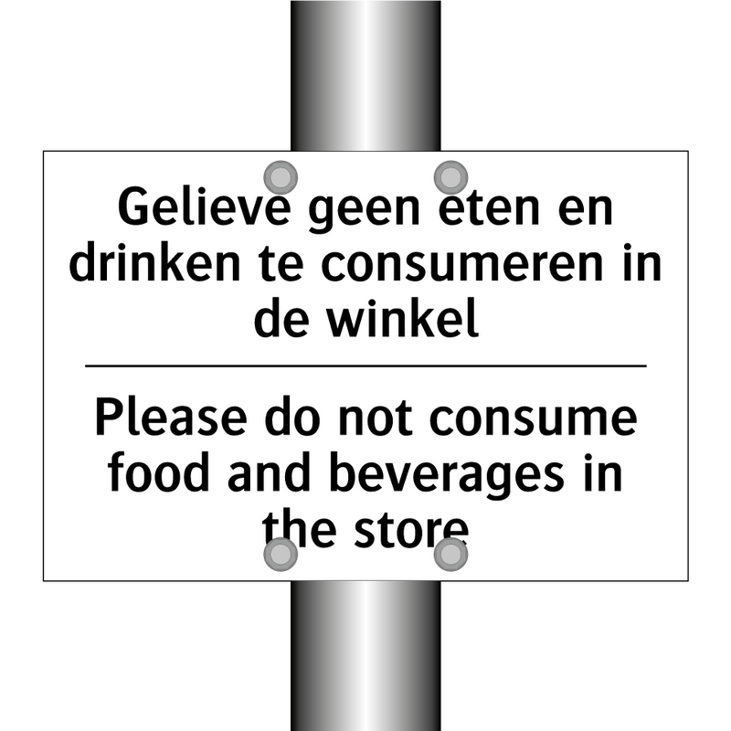 Gelieve geen eten en drinken te /.../ - Please do not consume food and /.../