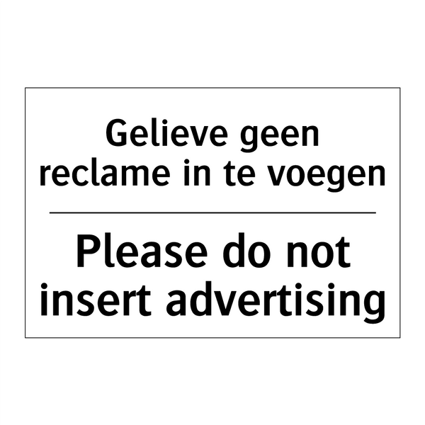 Gelieve geen reclame in te voegen/.../ - Please do not insert advertising/.../