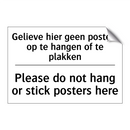 Gelieve hier geen posters op te /.../ - Please do not hang or stick posters /.../