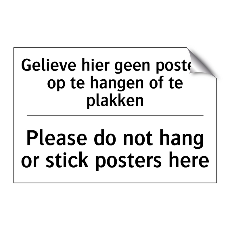Gelieve hier geen posters op te /.../ - Please do not hang or stick posters /.../
