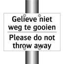 Gelieve niet weg te gooien - Please do not throw away