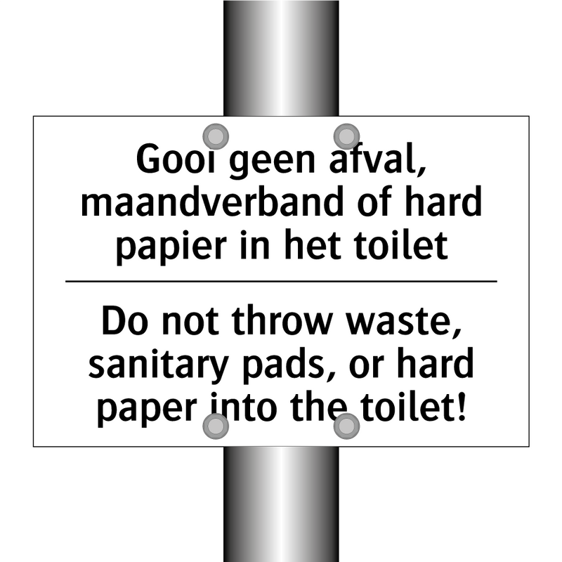 Gooi geen afval, maandverband /.../ - Do not throw waste, sanitary pads, /.../