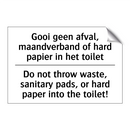 Gooi geen afval, maandverband /.../ - Do not throw waste, sanitary pads, /.../