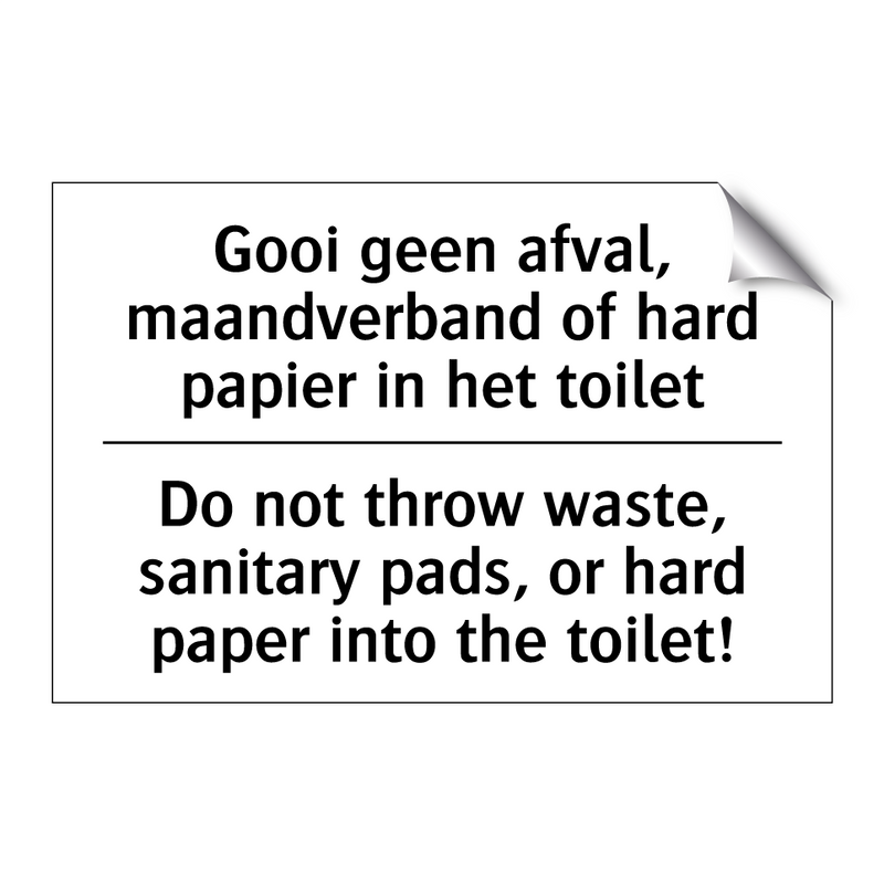 Gooi geen afval, maandverband /.../ - Do not throw waste, sanitary pads, /.../
