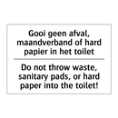 Gooi geen afval, maandverband /.../ - Do not throw waste, sanitary pads, /.../