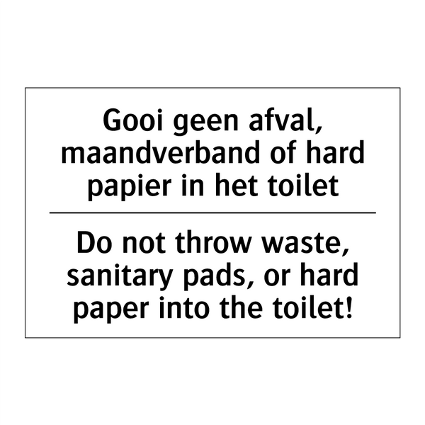 Gooi geen afval, maandverband /.../ - Do not throw waste, sanitary pads, /.../