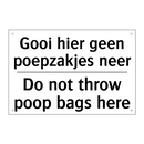 Gooi hier geen poepzakjes neer - Do not throw poop bags here