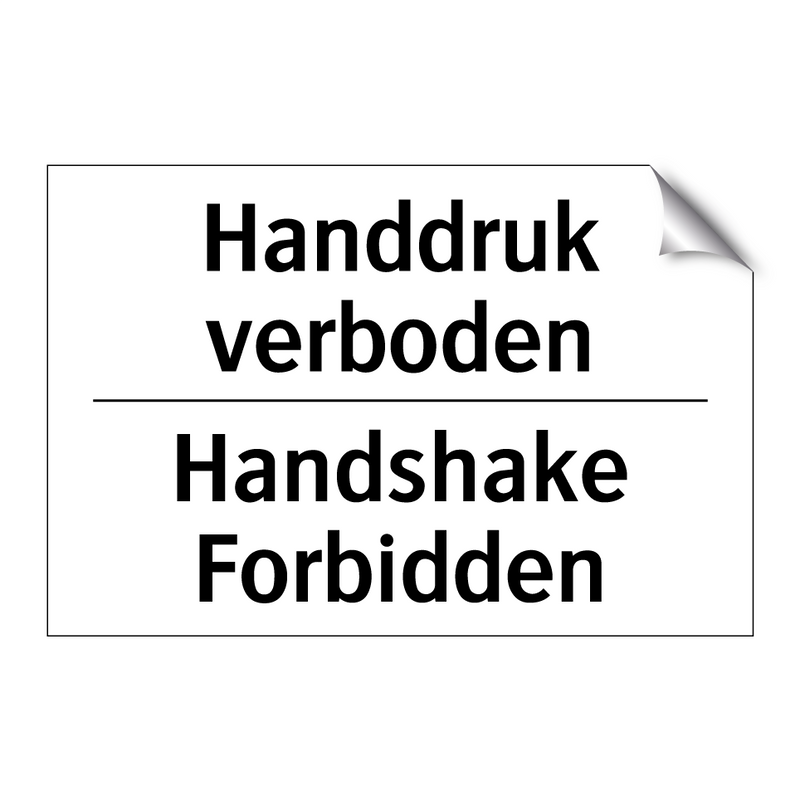 Handdruk verboden - Handshake Forbidden