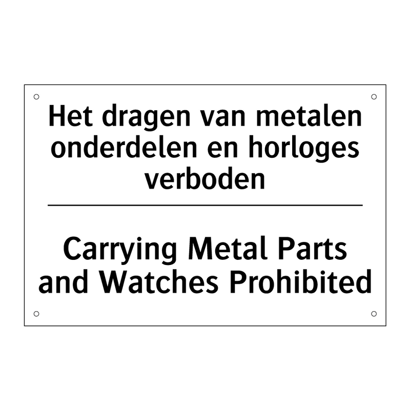 Het dragen van metalen onderdelen /.../ - Carrying Metal Parts and Watches /.../