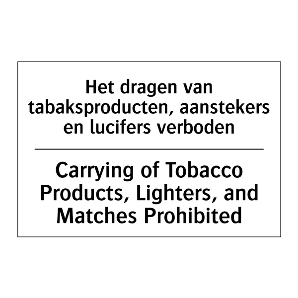 Het dragen van tabaksproducten, /.../ - Carrying of Tobacco Products, /.../