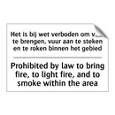 Het is bij wet verboden om vuur /.../ - Prohibited by law to bring fire, /.../