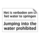 Het is verboden om in het water /.../ - Jumping into the water prohibited/.../