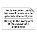 Het is verboden om in het zwenkbereik /.../ - Staying in the swing area of the /.../