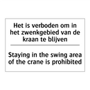 Het is verboden om in het zwenkgebied /.../ - Staying in the swing area of the /.../