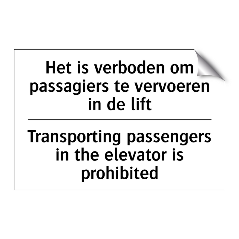 Het is verboden om passagiers /.../ - Transporting passengers in the /.../