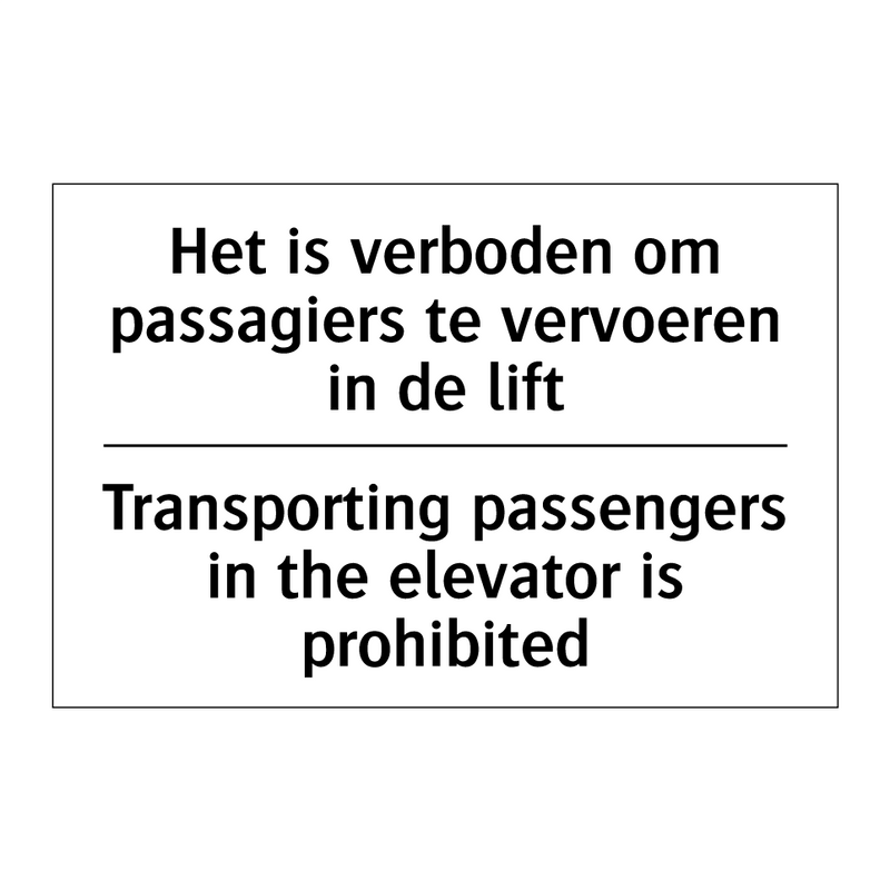 Het is verboden om passagiers /.../ - Transporting passengers in the /.../