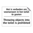 Het is verboden om voorwerpen /.../ - Throwing objects into the toilet /.../