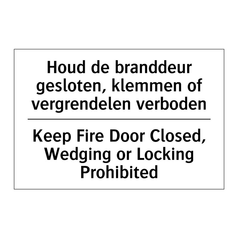 Houd de branddeur gesloten, klemmen /.../ - Keep Fire Door Closed, Wedging /.../