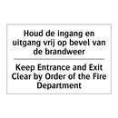 Houd de ingang en uitgang vrij /.../ - Keep Entrance and Exit Clear by /.../