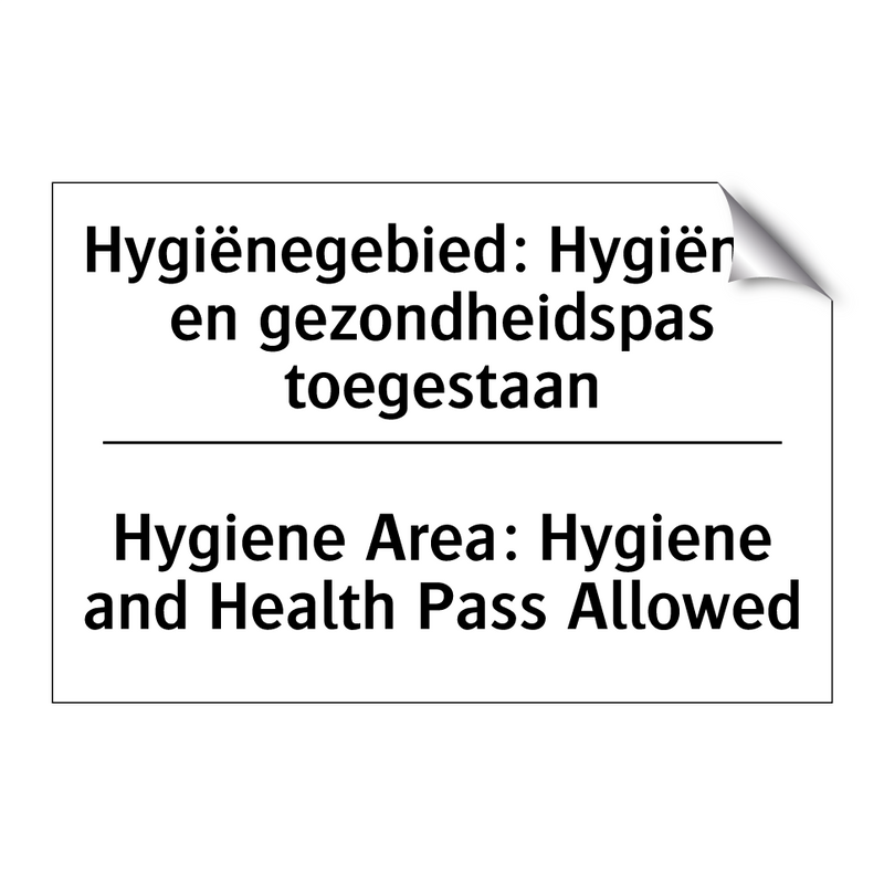 Hygiënegebied: Hygiëne- en gezondheidspas /.../ - Hygiene Area: Hygiene and Health /.../